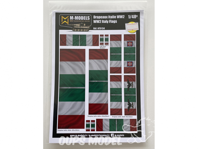 M-Models NT0134 Drapeaux Italien WWII Version sale en mouvement Planche A-5 1/48