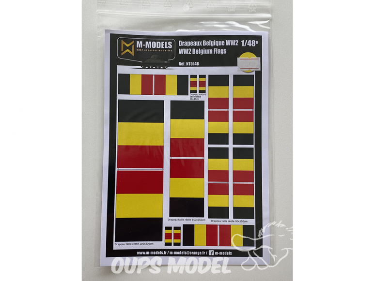 M-Models NT0148 Drapeaux Belge WWII Version propre Planche A-5 1/48