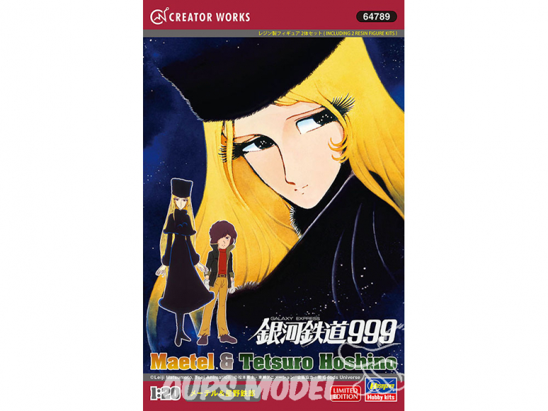 Hasegawa maquette 64789 Albator Galaxy Express 999 Maetel et Tetsuro Hoshino 1/20