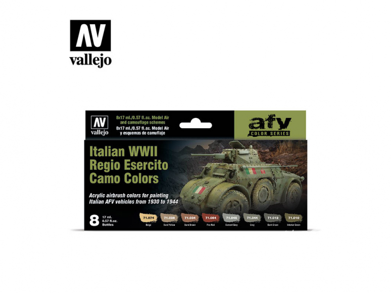 Vallejo Set Afv Color series 71645 Couleurs de camouflage de l'armée royale italienne de la Seconde Guerre mondiale 8x17ml