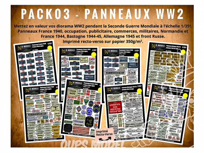 M-Models PACK 003 Panneaux WWII 8 planches 1/35