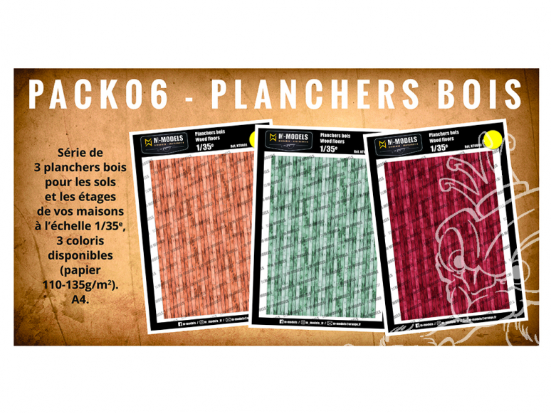 M-Models Pack 006 Different Plancher bois 3 planches 1/35