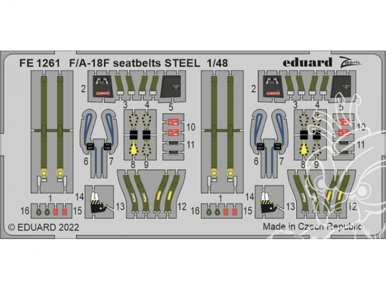 EDUARD photodecoupe avion FE1261 Harnais métal F/A-18F Hobby Boss 1/48