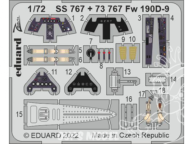 Eduard photodecoupe avion 73767 Amélioration Focke Wulf Fw 190D-9 IBG 1/72