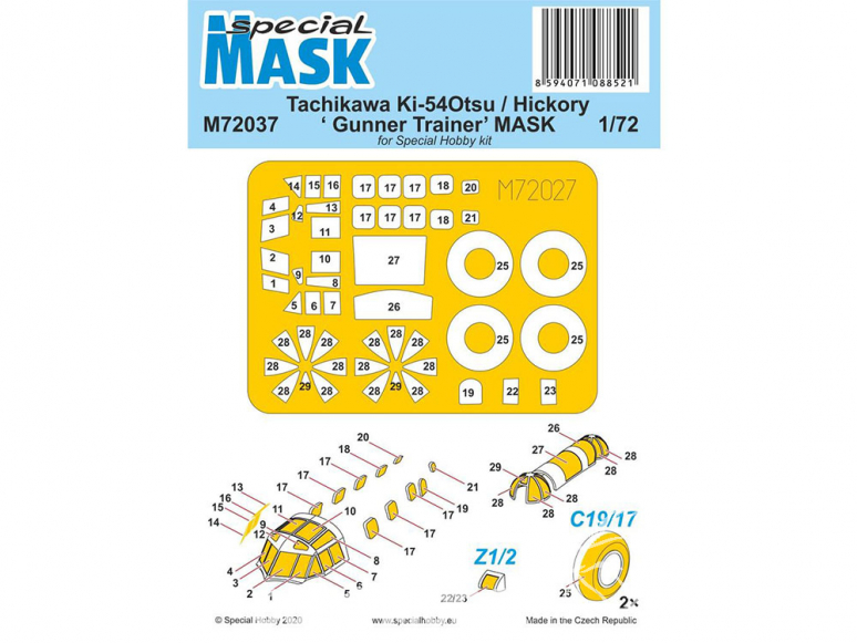 Special Hobby Masque avion M72037 MASQUE pour un Tachikawa Ki-54Otsu / Hickory ‘ Gunner Trainer’ kit Special Hobby 1/72