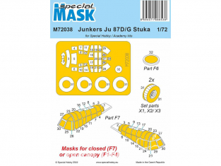 Special Hobby Masque avion M72038 Masque pour Junkers Ju 87D/G Stuka kits spéciaux Hobby et Academy 1/72