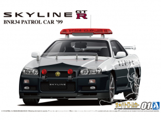 Aoshima maquette voiture 62807 Nissan Skyline GT-R BNR34 Patrol Car Police 1999 1/24