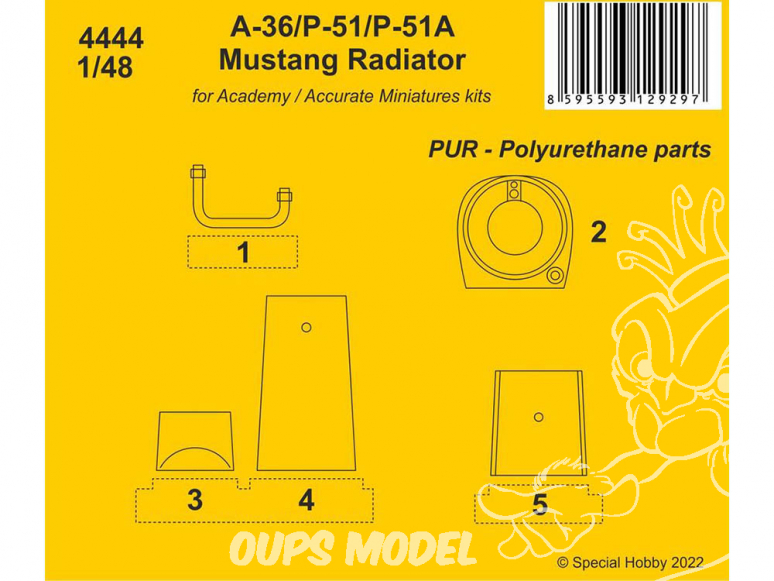 CMK kit resine 4444 Radiateur A-36 Apache / P-51 / P-51A Mustang kit Academy et Accurate 1/48