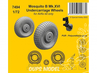 Cmk kit resine 7494 Roues de train de roulement Mosquito B Mk.XVI pour kits Airfix 1/72
