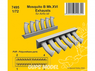 Cmk kit resine 7495 Échappements Mosquito B Mk.XVI pour kits Airfix 1/72