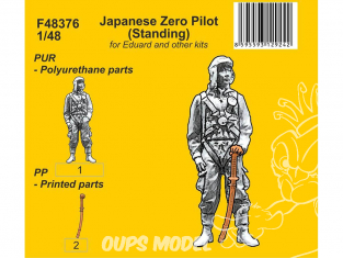 CMK Personnage resine F48376 Pilote zéro japonais debout pour kits Eduard et autres 1/48