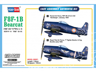 Hobby boss maquette avion 87268 Avion de chasse américain F8F-1B Bearcat facile a assembler 1/72