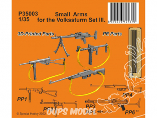 Special Hobby 3D Print militaire P35003 Armes légères pour le Volkssturm Set III. 1/35