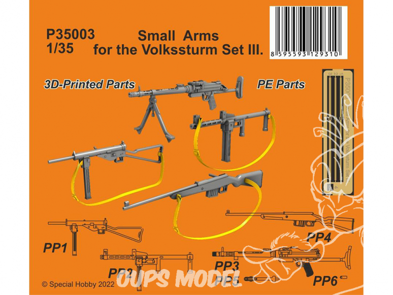 Special Hobby 3D Print avion P35003 Armes légères pour le Volkssturm Set III. 1/35