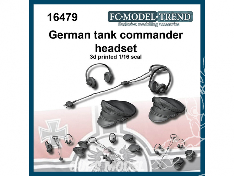 FC MODEL TREND accessoire résine 16479 Casquettes écouteurs et micro Commandant Allemand WWII 1/16