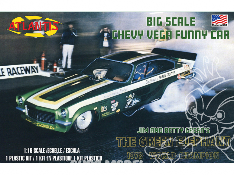 Atlantis maquette voiture H1494 Green Elephant Chevy Vega Funny Car 1/16