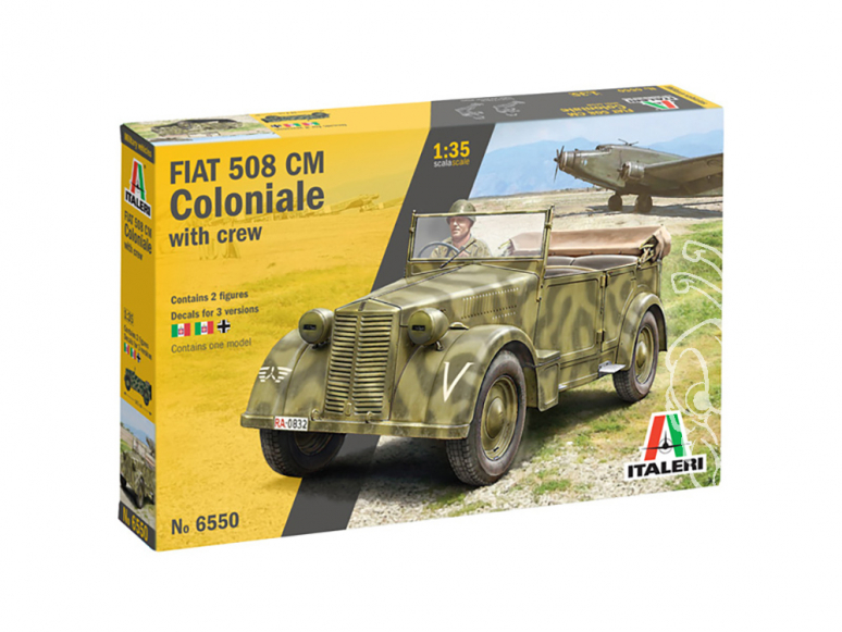 Italeri maquette militaire 6550 Fiat 508 CM Coloniale avec équipage 1/35