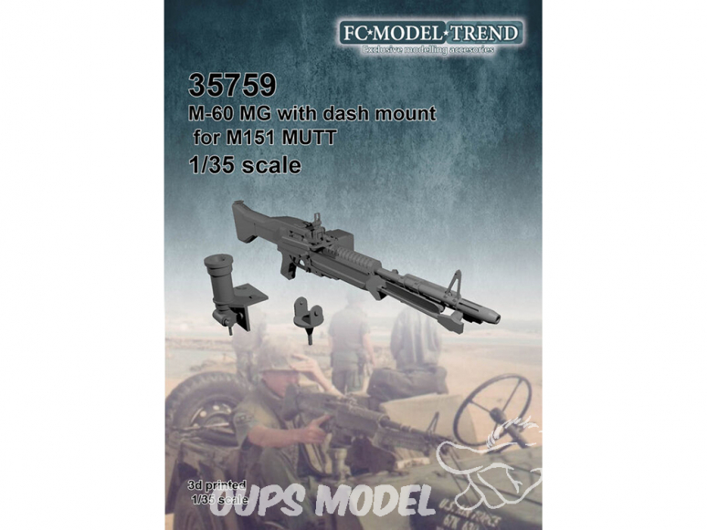 FC MODEL TREND accessoire résine 35759 M-60 MG avec Dash mount pour M151 Mutt 1/35