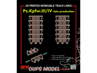 Rye Field Model maquette militaire 2014 Chenilles maillon par maillon Pz.Kpfw.III/IV Late production imprimé en 3D 1/35