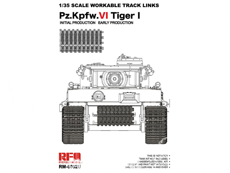 Rye Field Model maquette militaire 5002U Chenilles maillon par maillon Pz.Kpfw.VI Tiger I Initial / Early Production 1/35