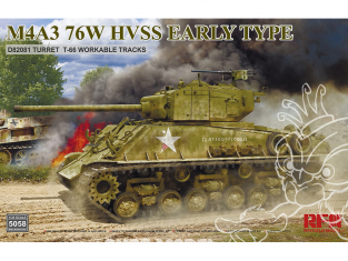 Rye Field Model maquette militaire 5058 M4A3 76W HVSS Early Type tourelle D82081 chenilles T-66 1/35