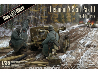 DAS WERK maquette militaire DW35027 Pak40 allemand 7,5cm 7,5-cm-Panzerabwehrkanone 40 avec 4 figurines 1/35