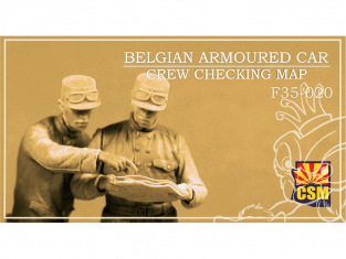 Copper State Models personnel militaire F35-0020 Équipage de voiture blindée belge vérifiant la carte 1/35