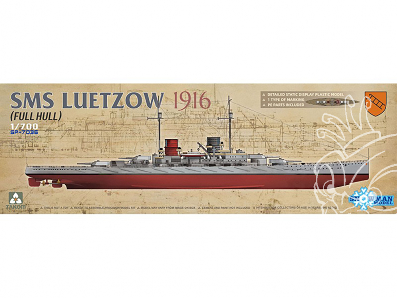 Takom maquette bateau SP-7036 SMS Luetzow 1916 Full Hull 1/700