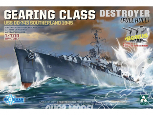 Takom maquette bateau SP-7057 Gearing Class Destroyer USS DD-743 Southerland 1945 Full Hull 1/700
