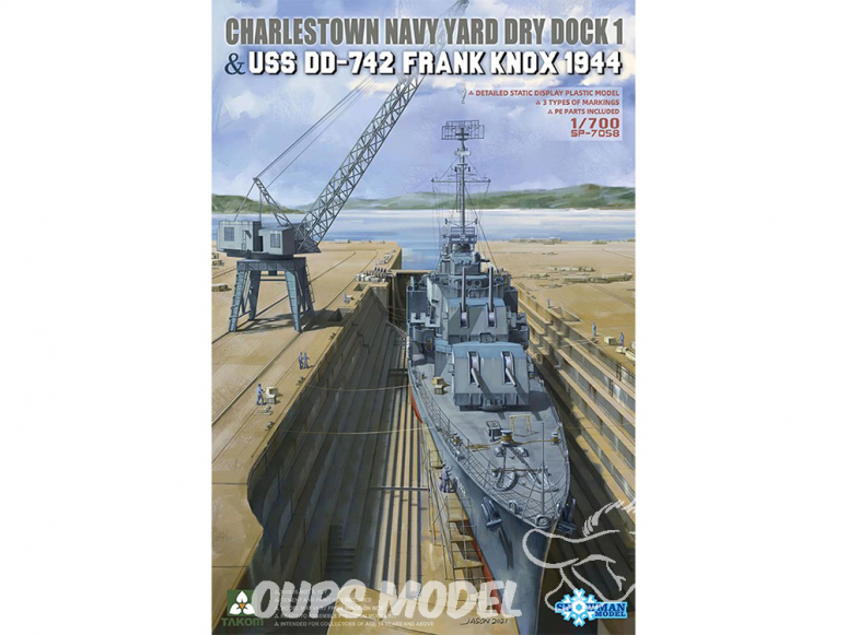 Takom maquette bateau SP-7058 Chantier naval de Charlestown & USS DD-742 Franck Knox 1944 1/700