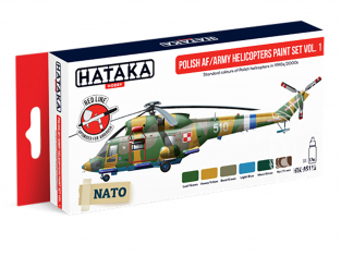 Hataka Hobby peinture acrylique Red Line AS116 Ensemble de peinture polonais AF / Army Helicopters vol. 1 6 x 17ml