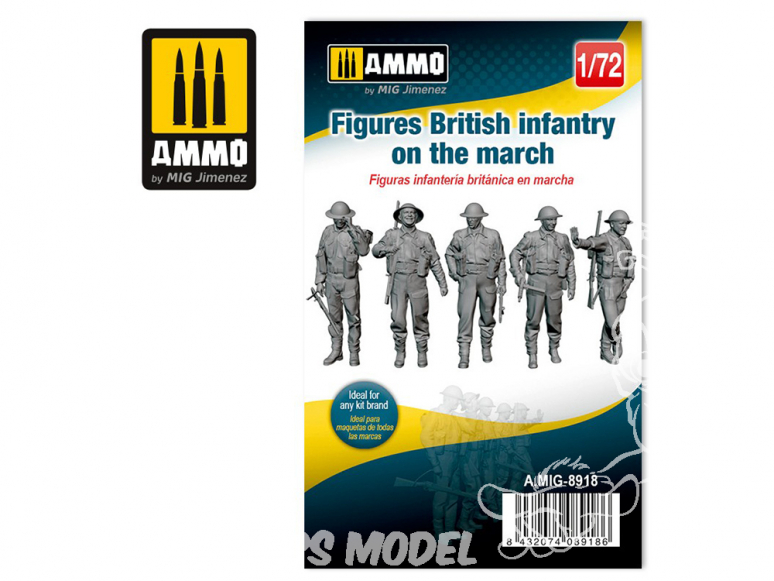 Ammo Mig figurines 8918 Infanterie Britannique en marche WWII 1/72