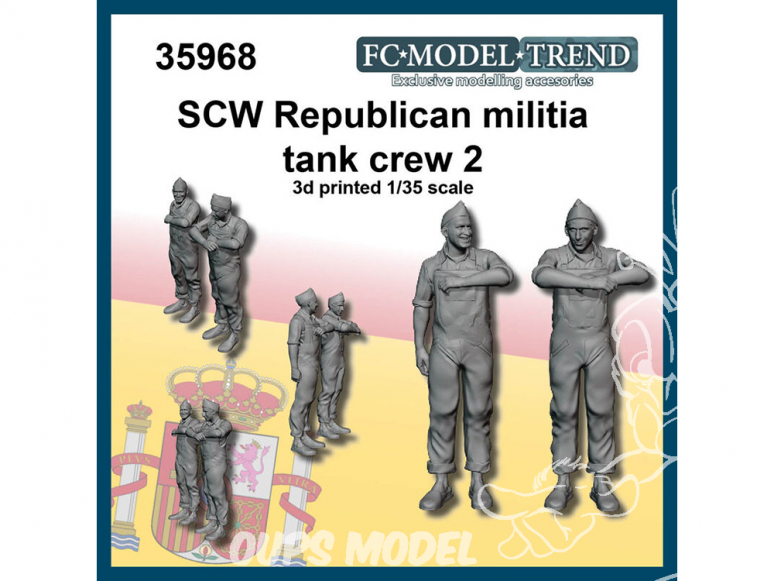 FC MODEL TREND figurine résine 35968 Equipage char milice SCW Set 2 1/35