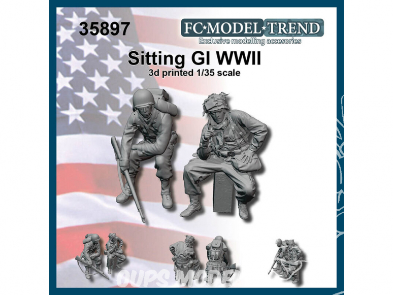 FC MODEL TREND figurine résine 35897 Soldats US GI Assis WWII 1/35