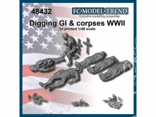 FC MODEL TREND figurine résine 48432 Soldats US GI tombés et cadavres WWII 1/48