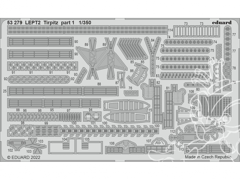 Eduard photodecoupe bateau 53279 Tirpitz Partie 1 Trumpeter 1/350