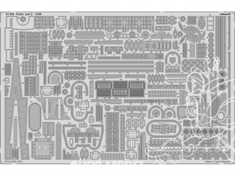 Eduard photodecoupe bateau 53280 Tirpitz Partie 2 Trumpeter 1/350