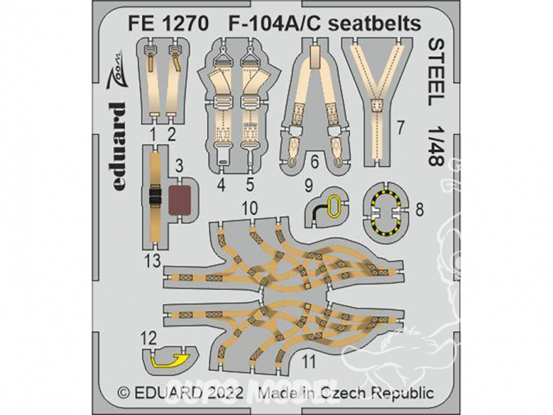 EDUARD photodecoupe avion FE1270 Harnais métal F-104A/C Kinetic 1/48