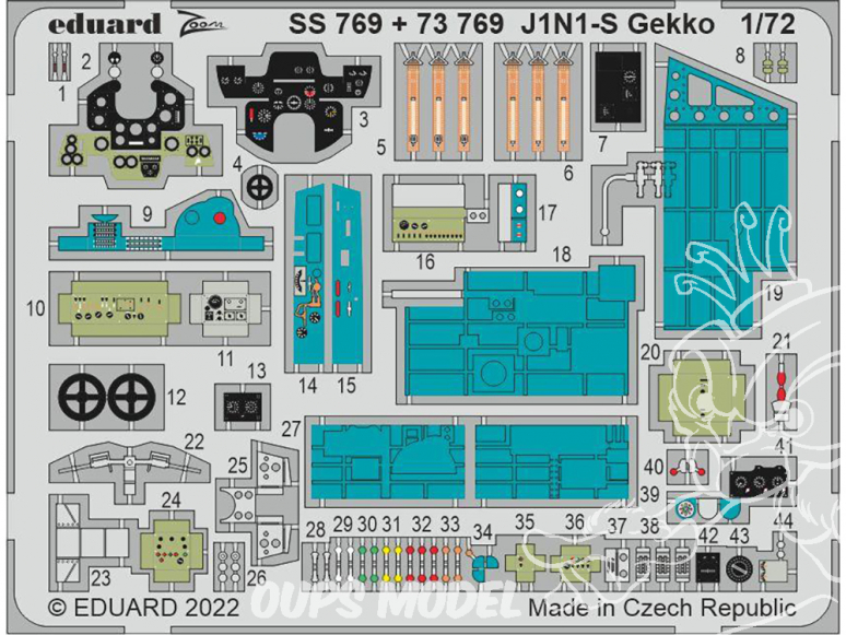 Eduard photodecoupe avion 73769 Amélioration J1N1-S Gekko Fujimi / Hobby 2000 1/72