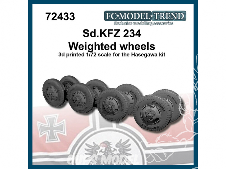 FC MODEL TREND accessoire résine 72433 Roues lestées Sd.Kfz. 234 Hasegawa 1/72