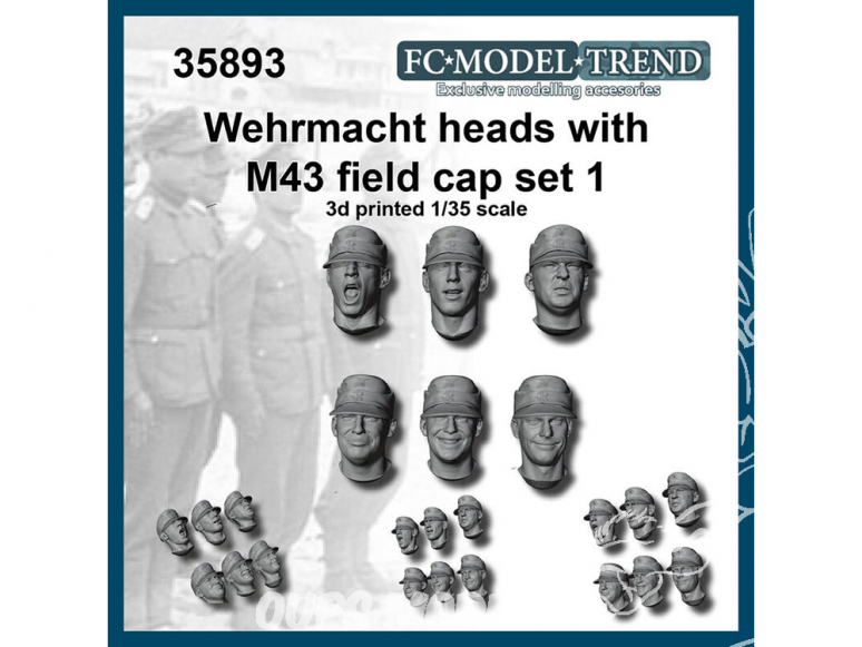 FC MODEL TREND accessoire résine 35893 Têtes Wehrmacht avec casquette M43 Field Set 1 1/35