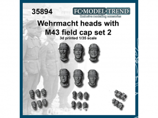 FC MODEL TREND accessoire résine 35894 Têtes Wehrmacht avec casquette M43 Field Set 2 1/35