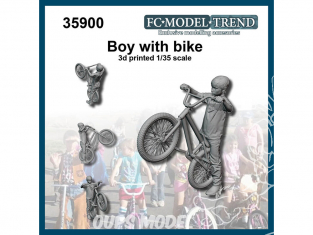 FC MODEL TREND figurine résine 35900 Garçon avec vélo 1/35