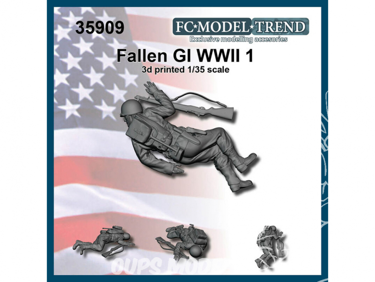FC MODEL TREND figurine résine 35909 Soldat US GI tombé WWII 1/35