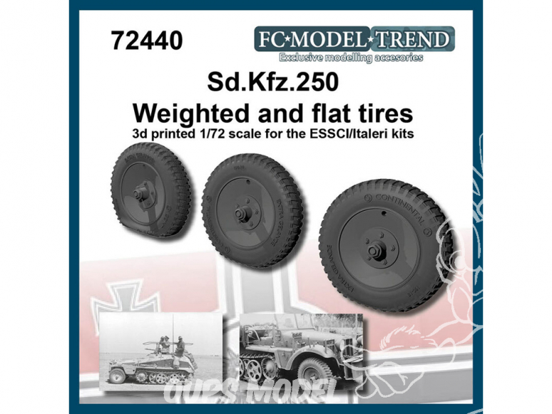 FC MODEL TREND accessoire résine 72440 2 Roues lestées et 1 à plat Sd.Kfz.250 Esci / Italeri 1/72