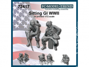 FC MODEL TREND figurines résine 72417 Soldats US GI assis WWII 1/72