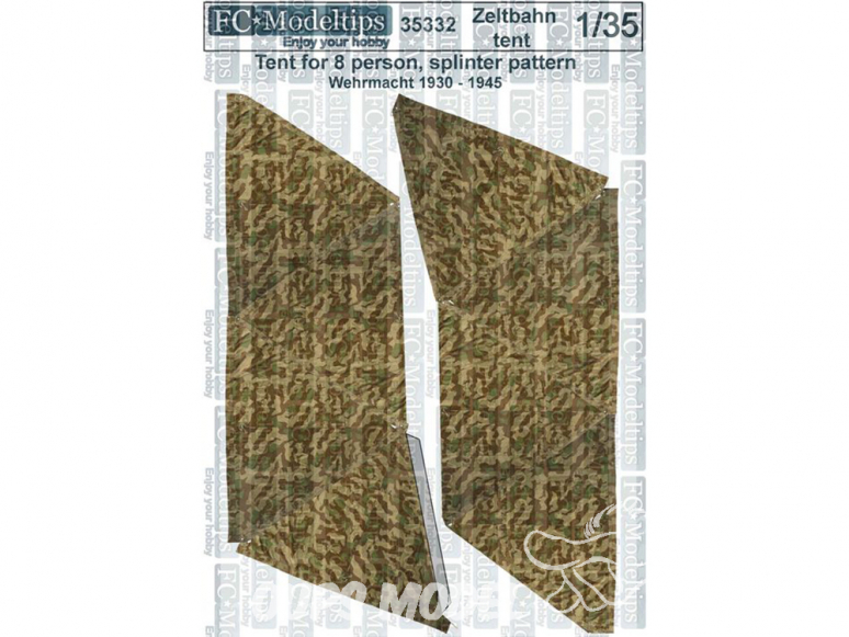FC MODEL TREND accessoire papier 35332 Tentes Zeltbahn 8 personnes motif Splinter Wehrmacht 1930 - 1945 1/35
