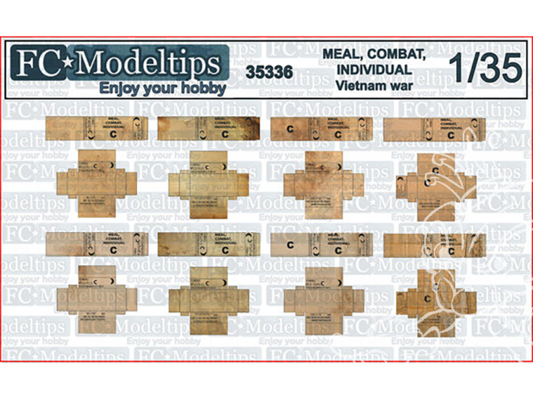 FC MODEL TREND accessoire papier 35336 Cartons Meal, Combat, Individual Guerre Vietnam 1/35