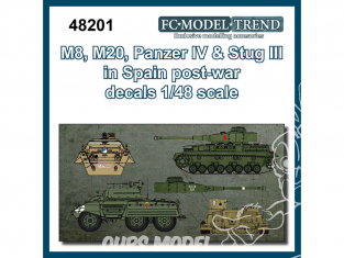 FC MODEL TREND décalcomanies 48201 M8, M20, Panzer IV & Stug III en Espagne 1/48