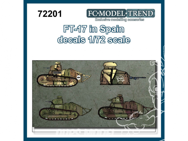 FC MODEL TREND décalcomanies 72201 Renault FT-17 en Espagne 1/72
